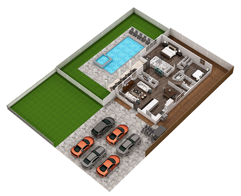 Floor 1: 3D View, Sundance architectural layout