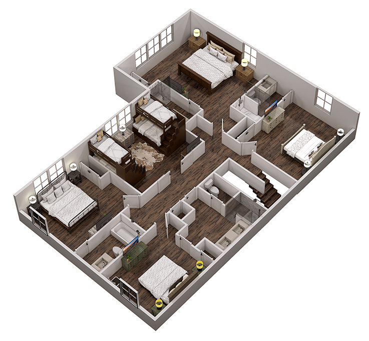 Floor 2: 3D View, Sundance architectural layout