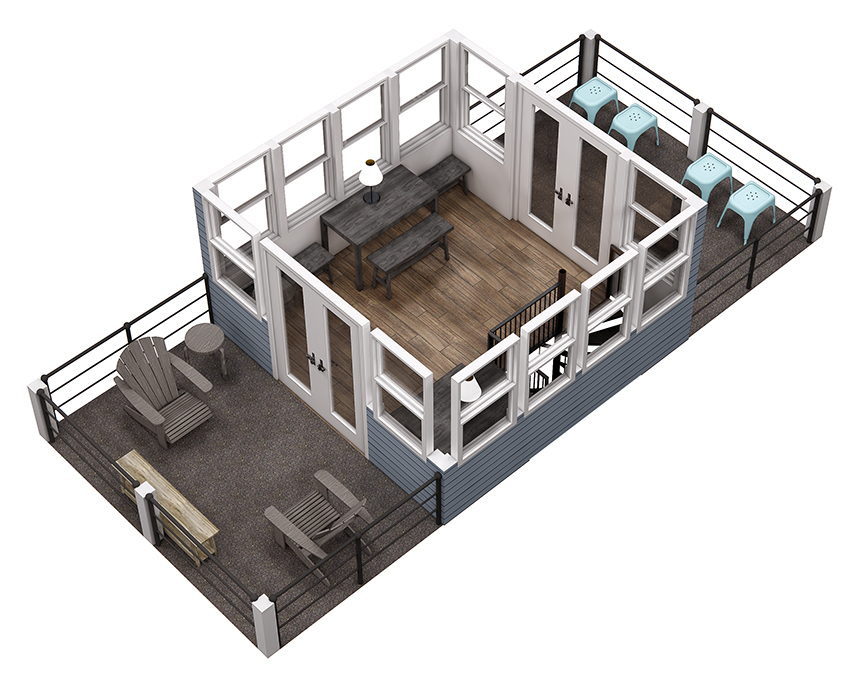 Floor 3: 3D View, Sunkissed architectural layout