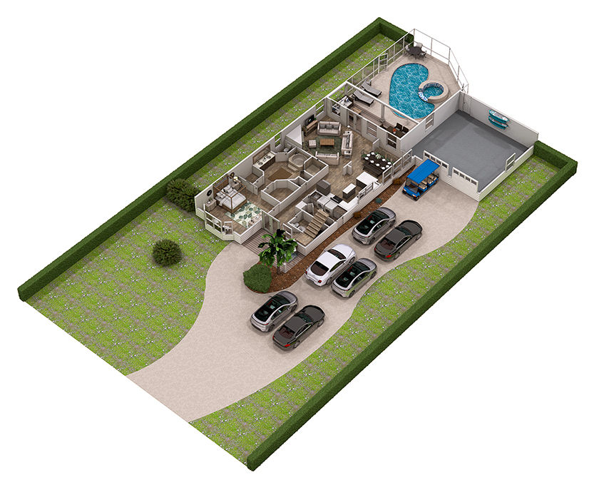Floor 1: 3D View, Vibe architectural layout