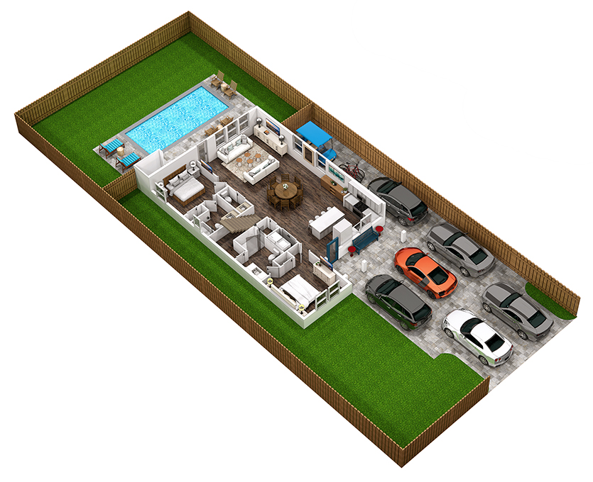 Floor 1: 3D View, Bliss architectural layout