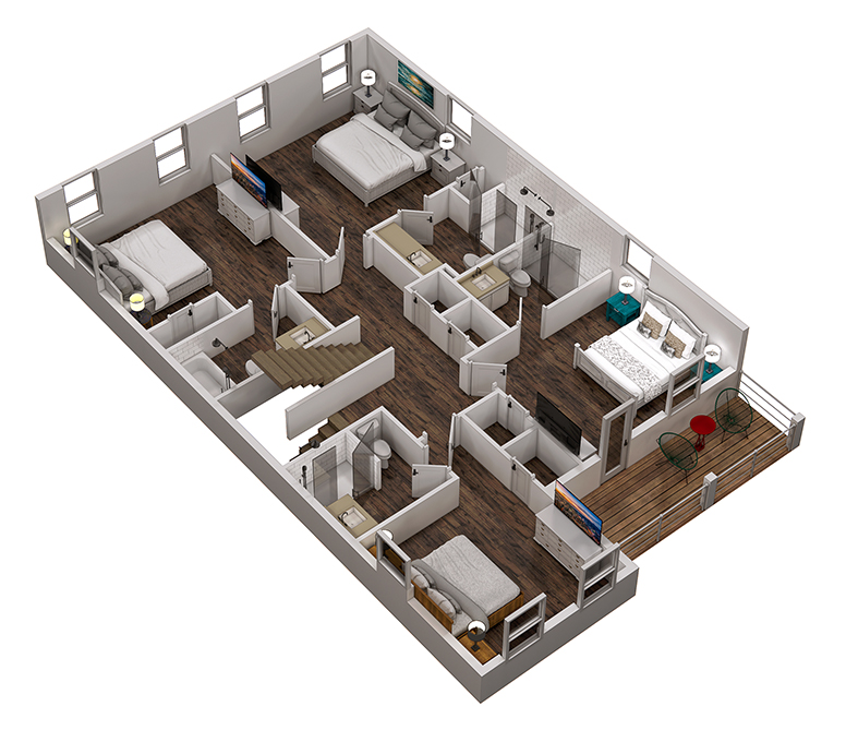 Floor 2: 3D View, Bliss architectural layout