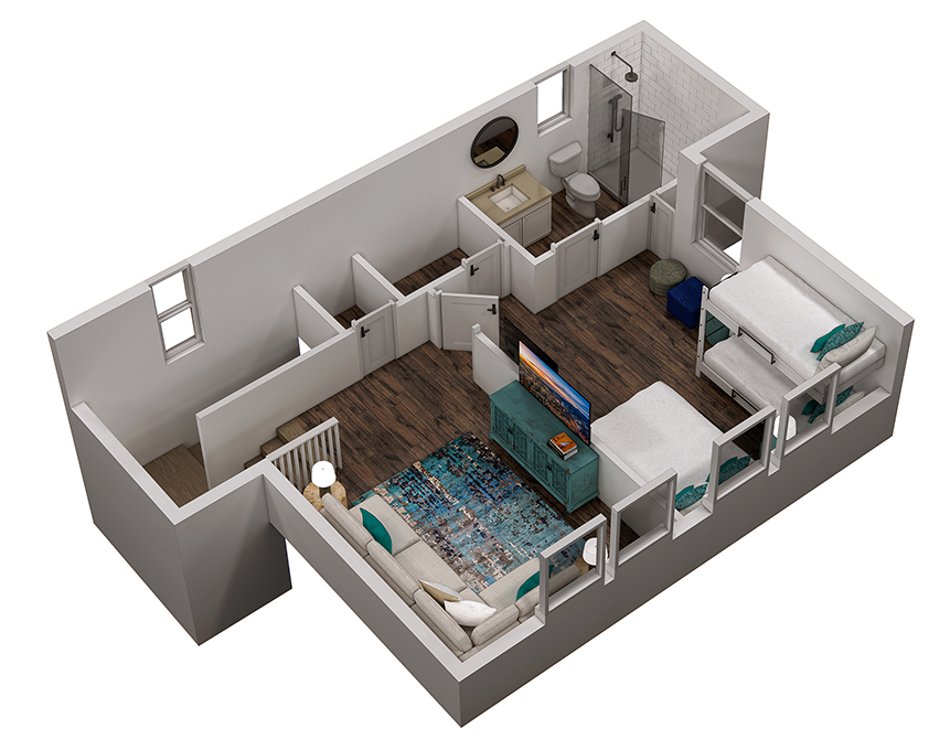 Floor 3: 3D View, Bliss architectural layout