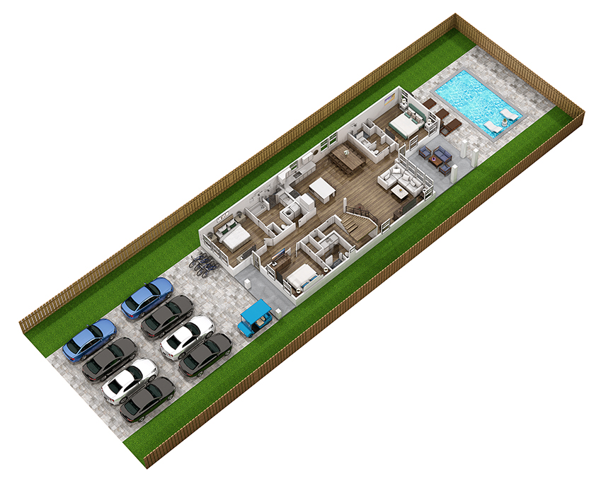Floor 1: 3D View, Latitude architectural layout