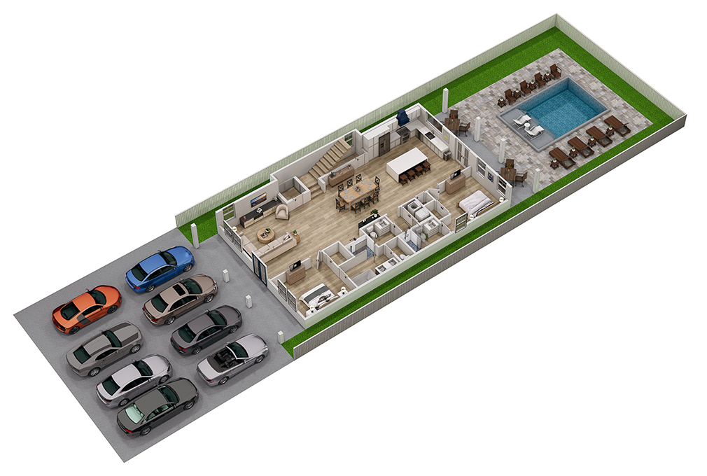 Floor 1: 3D View, Nautilus architectural layout