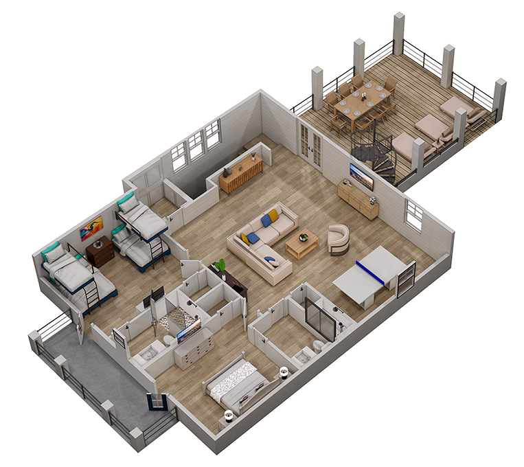 Floor 3: 3D View, Nautilus architectural layout