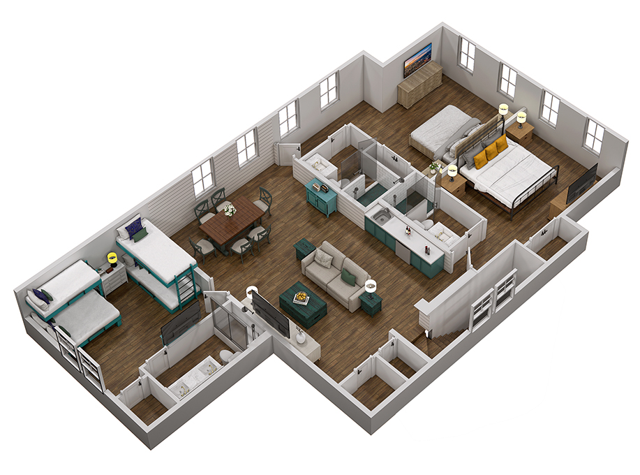 Floor 3: 3D View, Windsong architectural layout