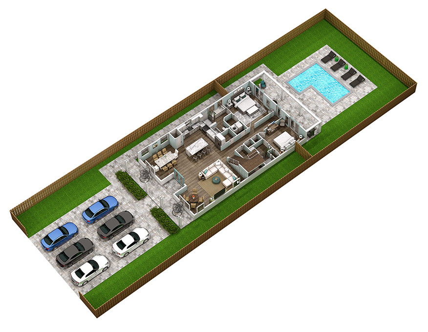 Floor 1: 3D View, Breeze architectural layout