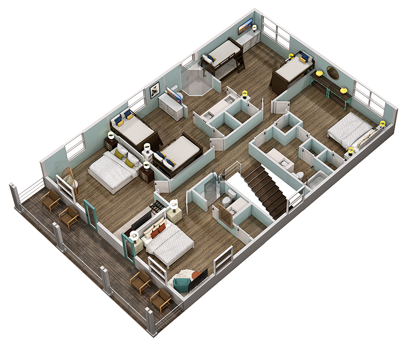 Floor 2: 3D View, Breeze architectural layout