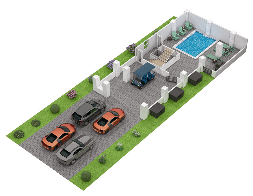 Floor 1: 3D View, Horizon architectural layout
