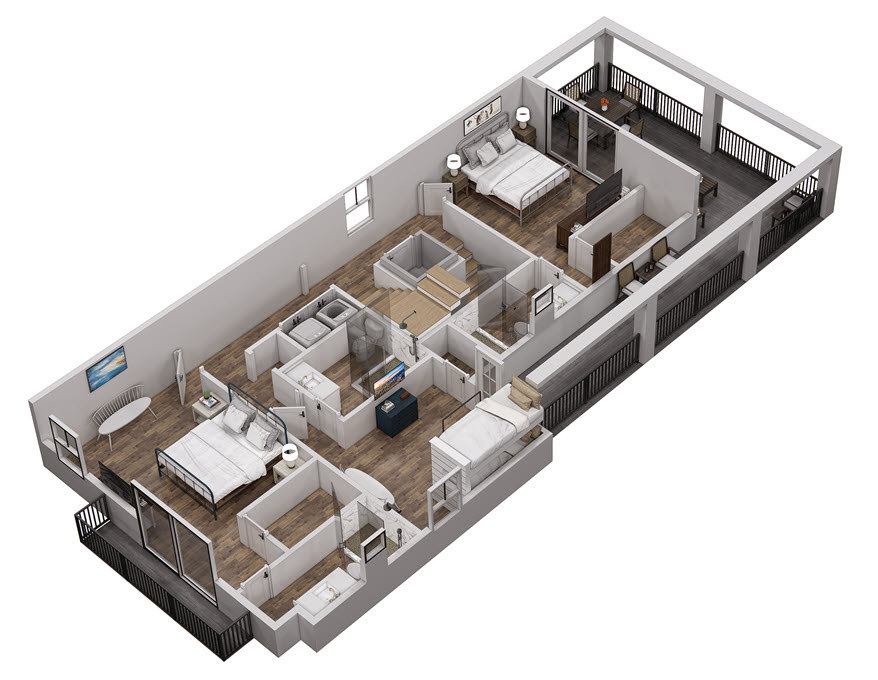 Floor 2: 3D View, Horizon architectural layout