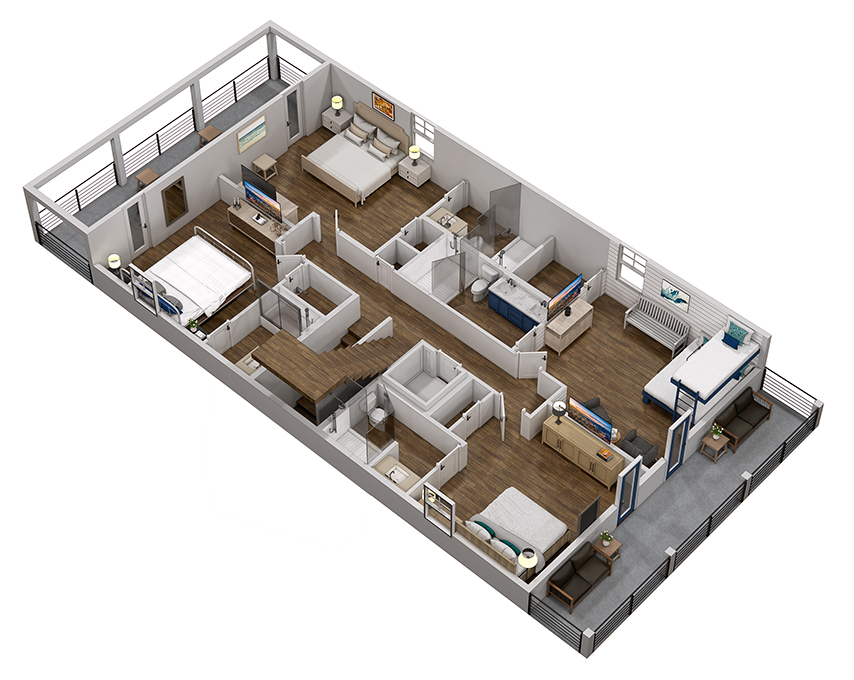 Floor 2: 3D View, Vista architectural layout