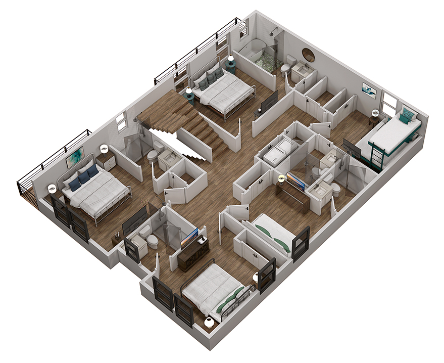 Floor 3: 3D View, Driftwood architectural layout