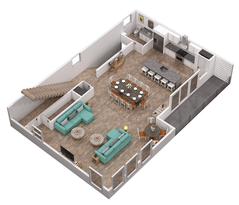 Floor 2: 3D View, Sundial architectural layout