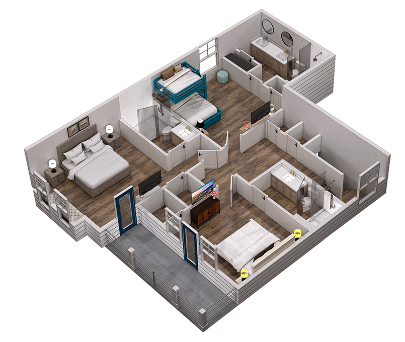 Floor 3: 3D View, Ovation architectural layout