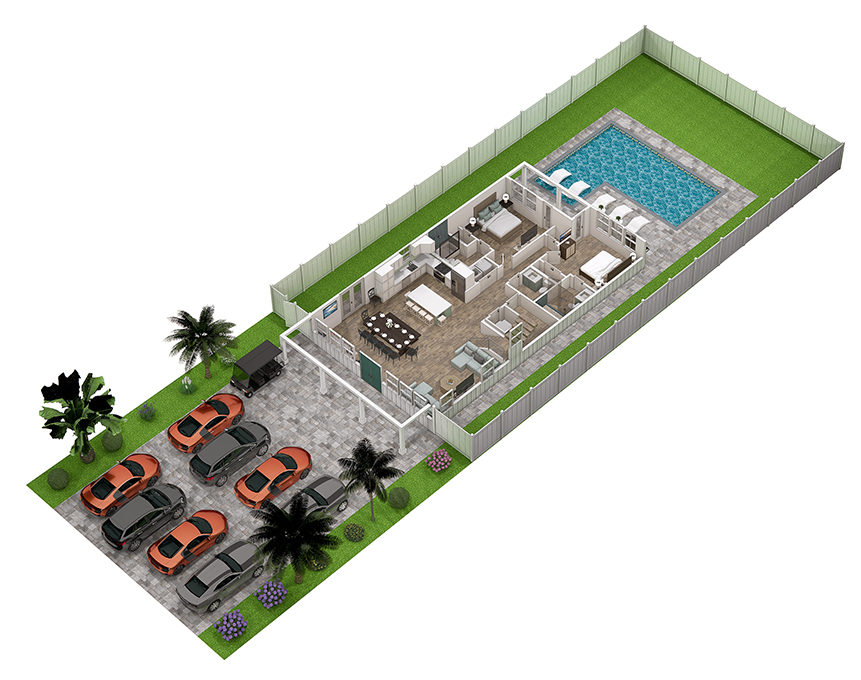 Floor 1: 3D View, Iris architectural layout