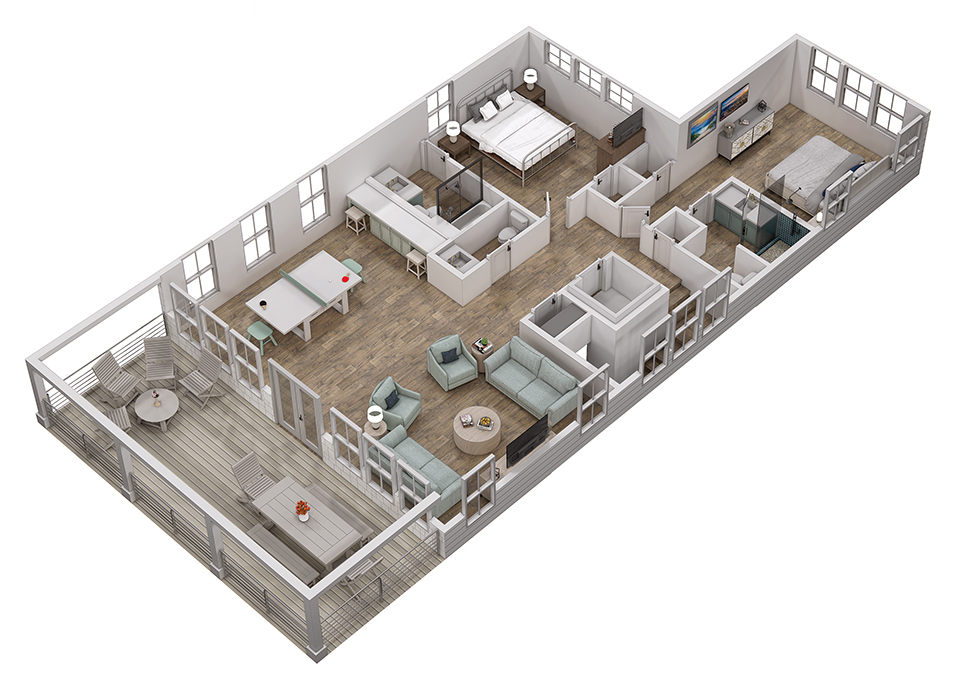 Floor 3: 3D View, Iris architectural layout