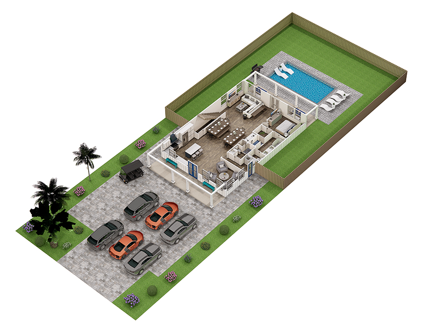 Floor 1: 3D View, Mariner architectural layout