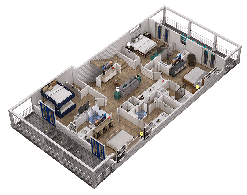 Floor 2: 3D View, Mariner architectural layout