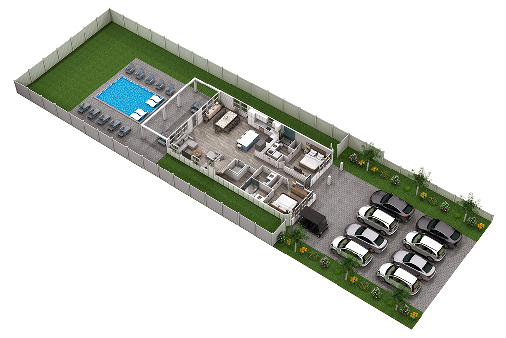 Floor 1: 3D View, Seaspray architectural layout