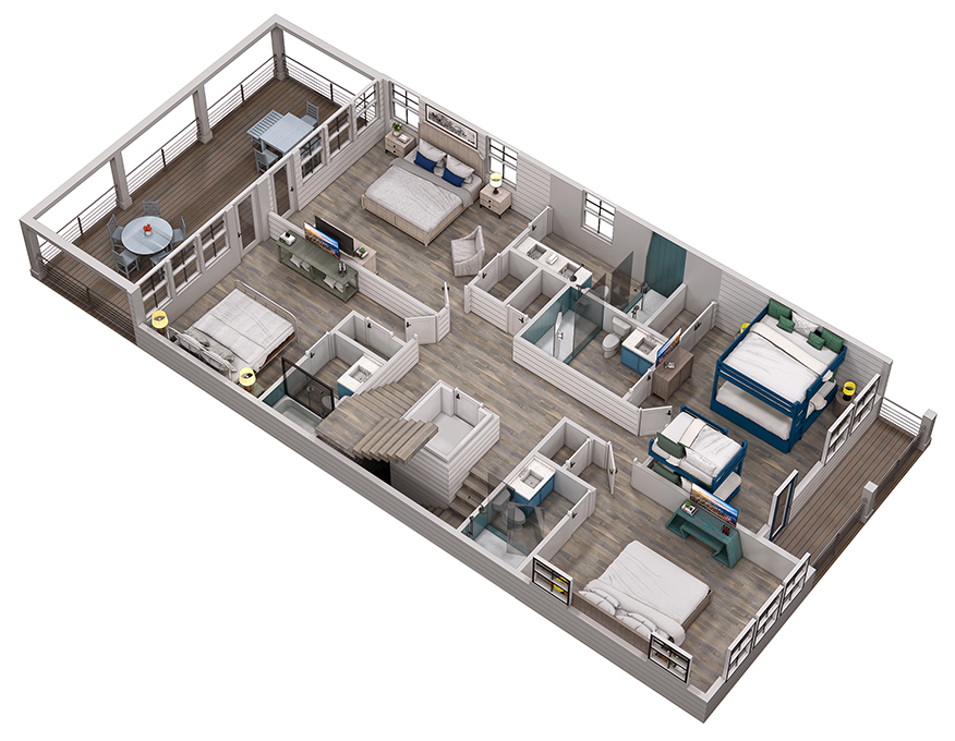 Floor 2: 3D View, Seaspray architectural layout