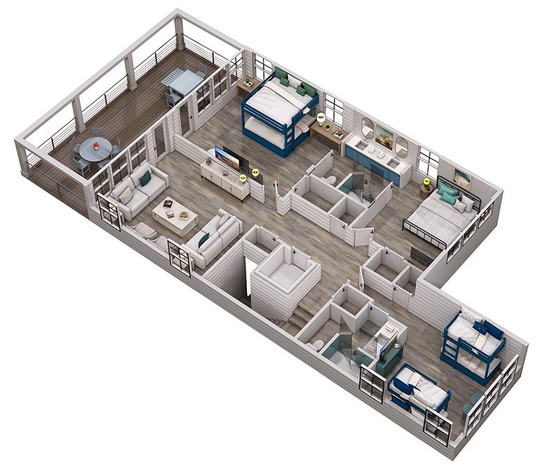 Floor 3: 3D View, Seaspray architectural layout