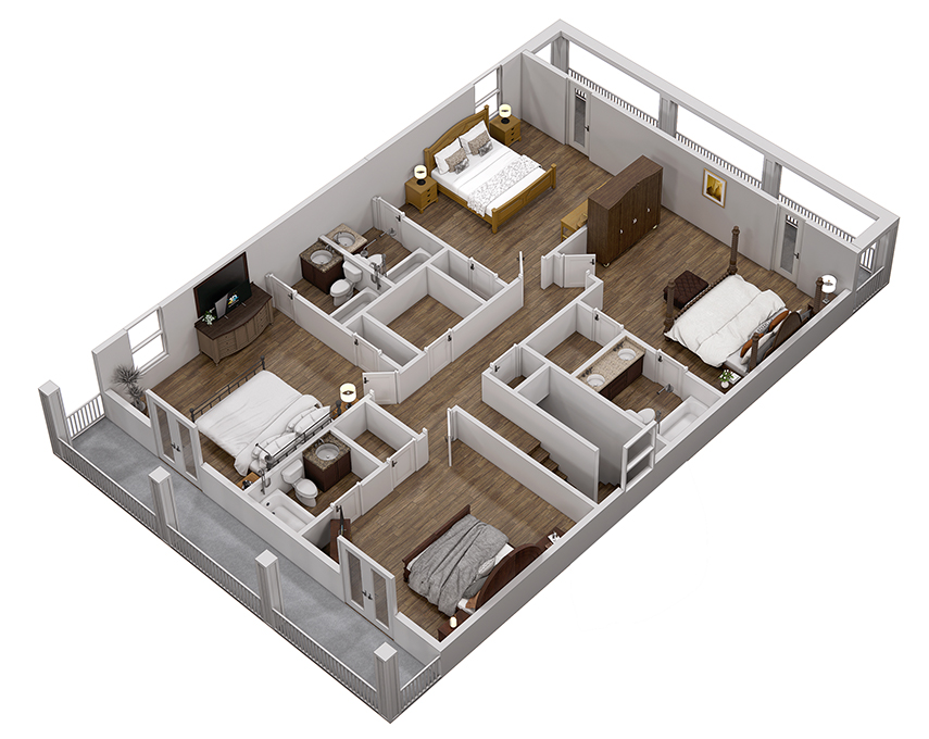 Floor 2: 3D View, Epic architectural layout