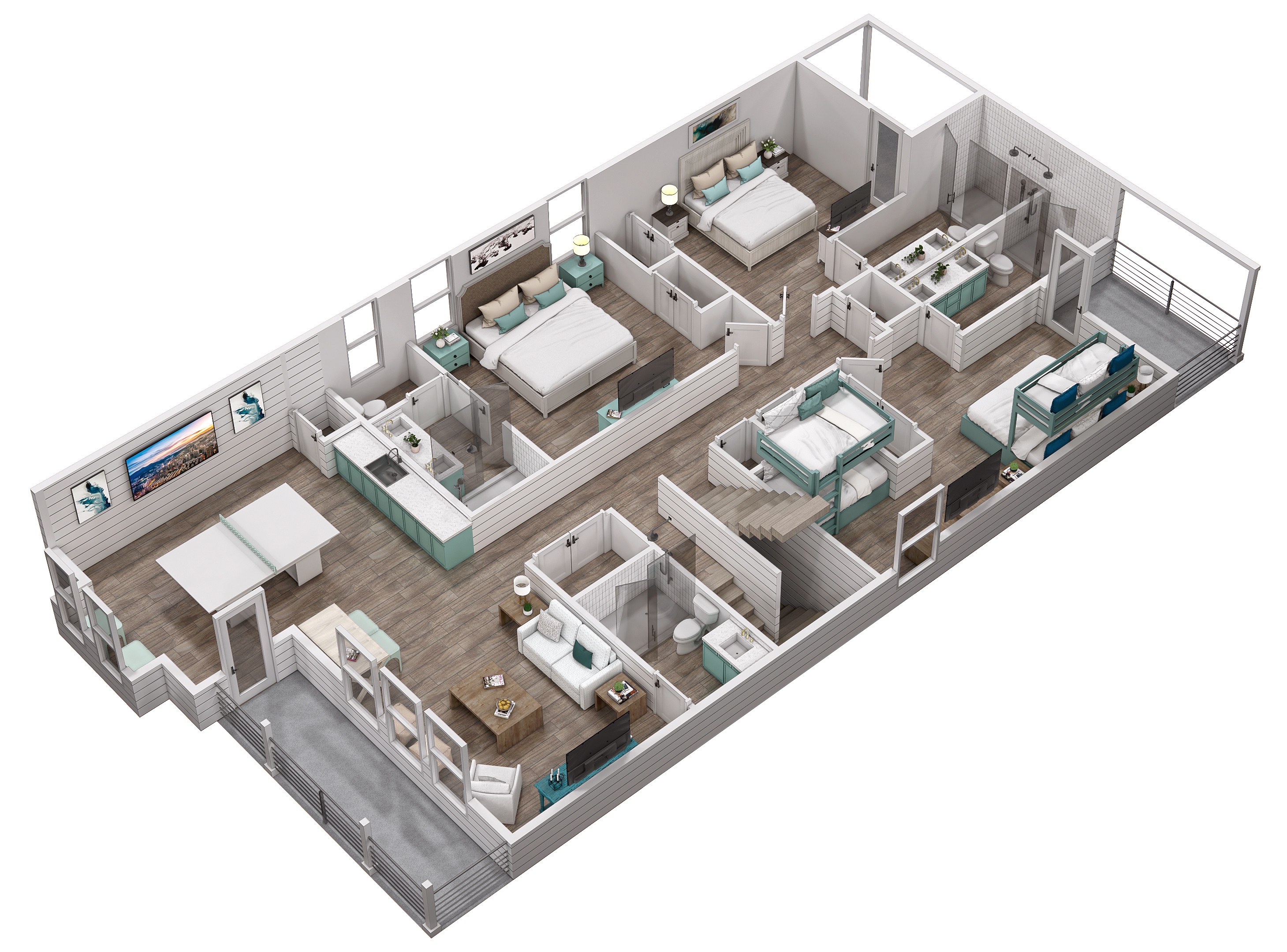 Floor 2: 3D View, Encore architectural layout