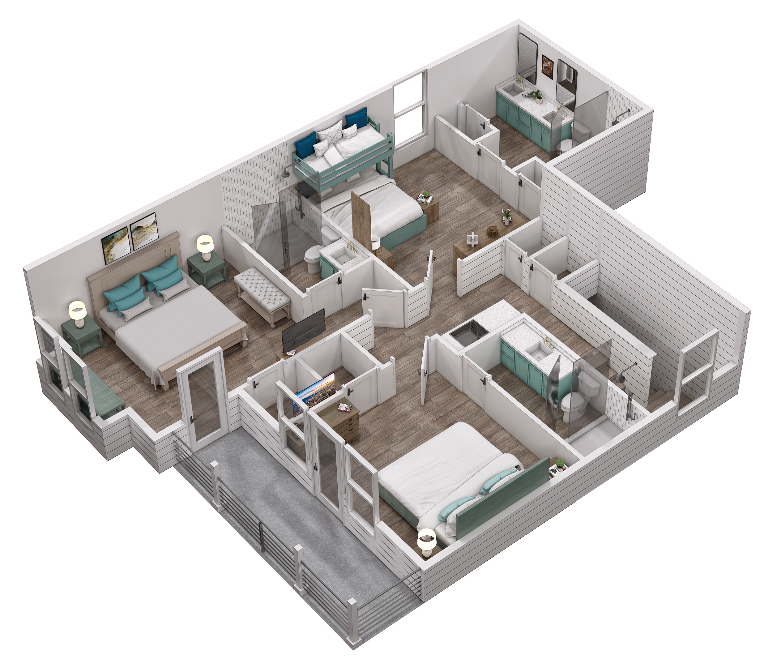 Floor 3: 3D View, Encore architectural layout