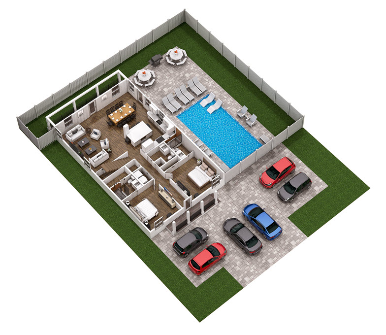 Floor 1: 3D View, Cypress architectural layout