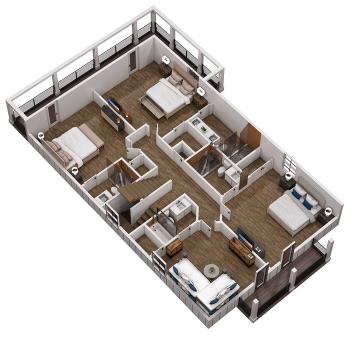 Floor 2: 3D View, Cypress architectural layout