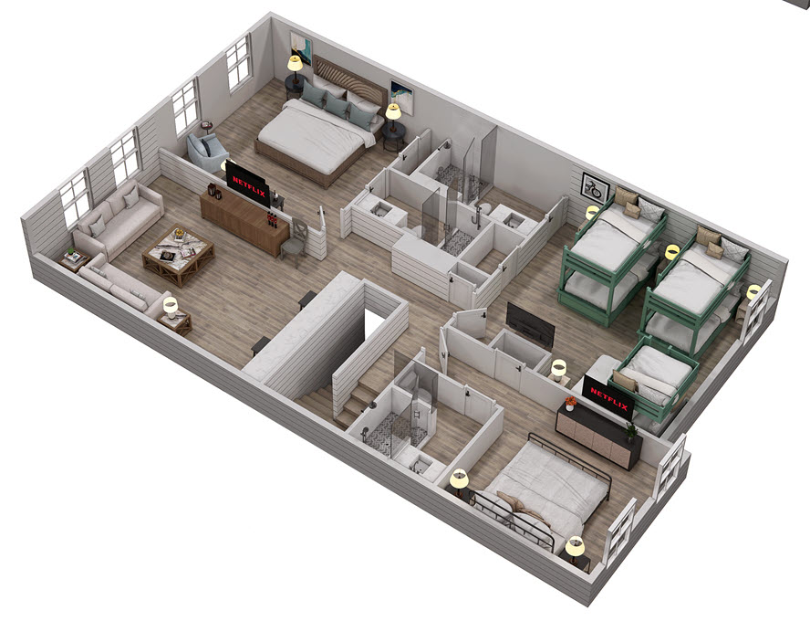 Floor 3: 3D View, Glimmer architectural layout
