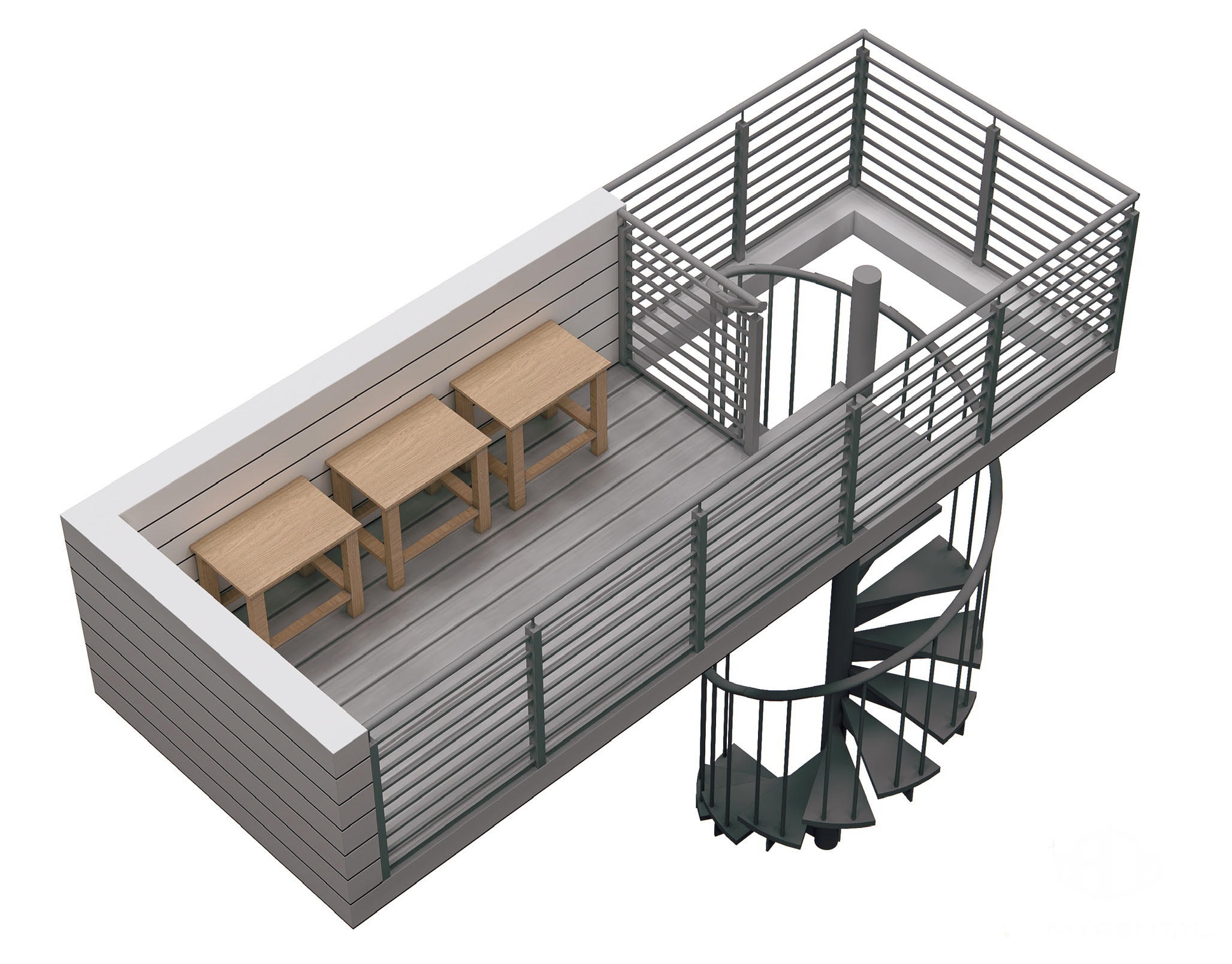 Floor 4: 3D View, Aviary architectural layout