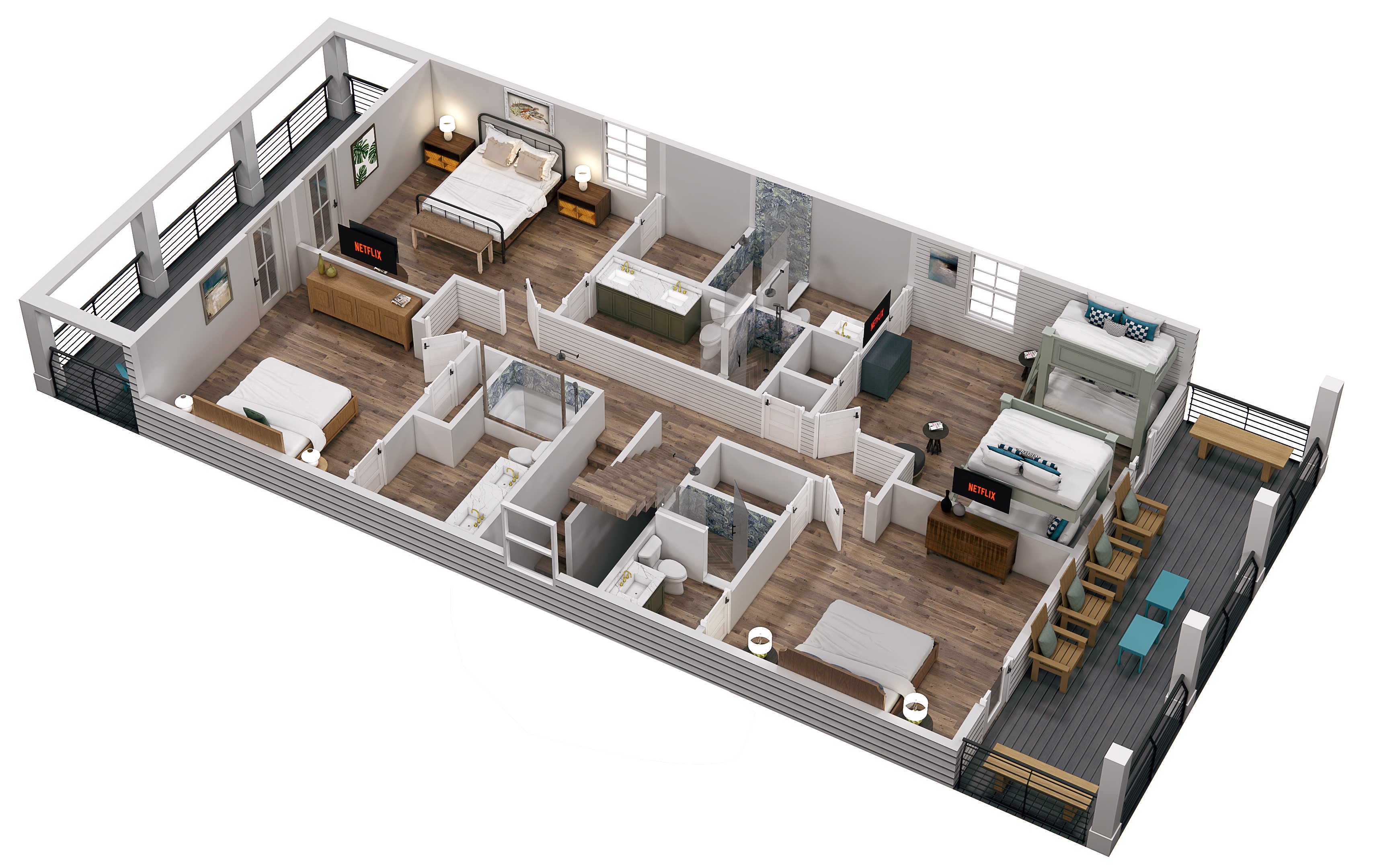Floor 2: 3D View, Reefwood architectural layout