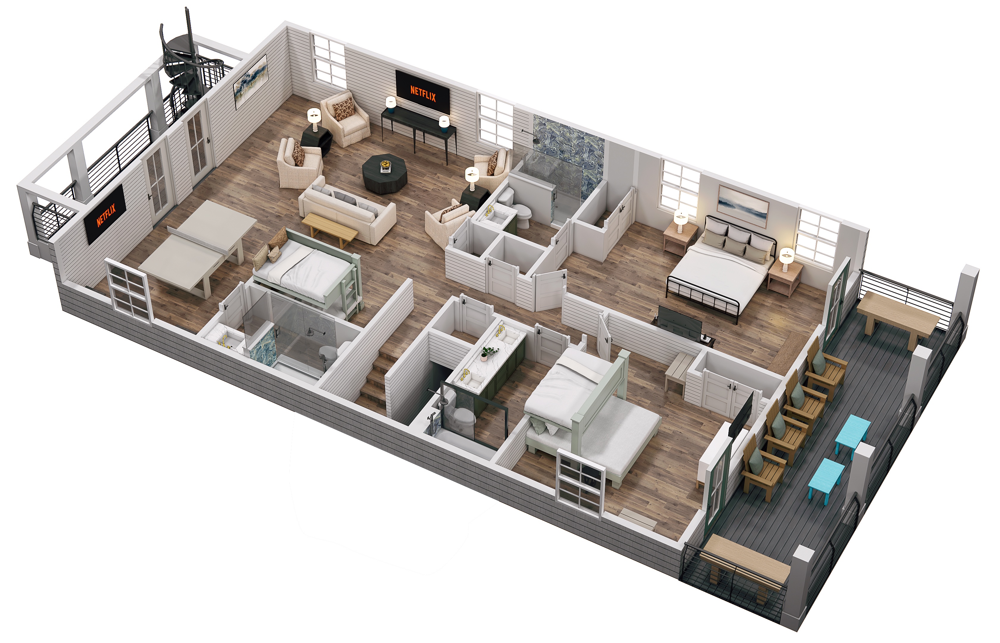 Floor 3: 3D View, Reefwood architectural layout