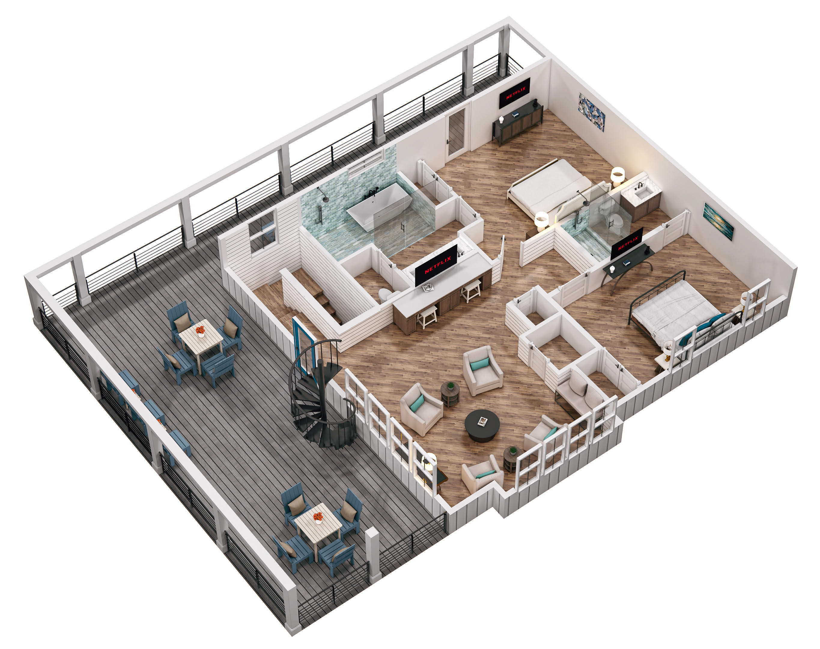 Floor 4: 3D View, Harmony architectural layout