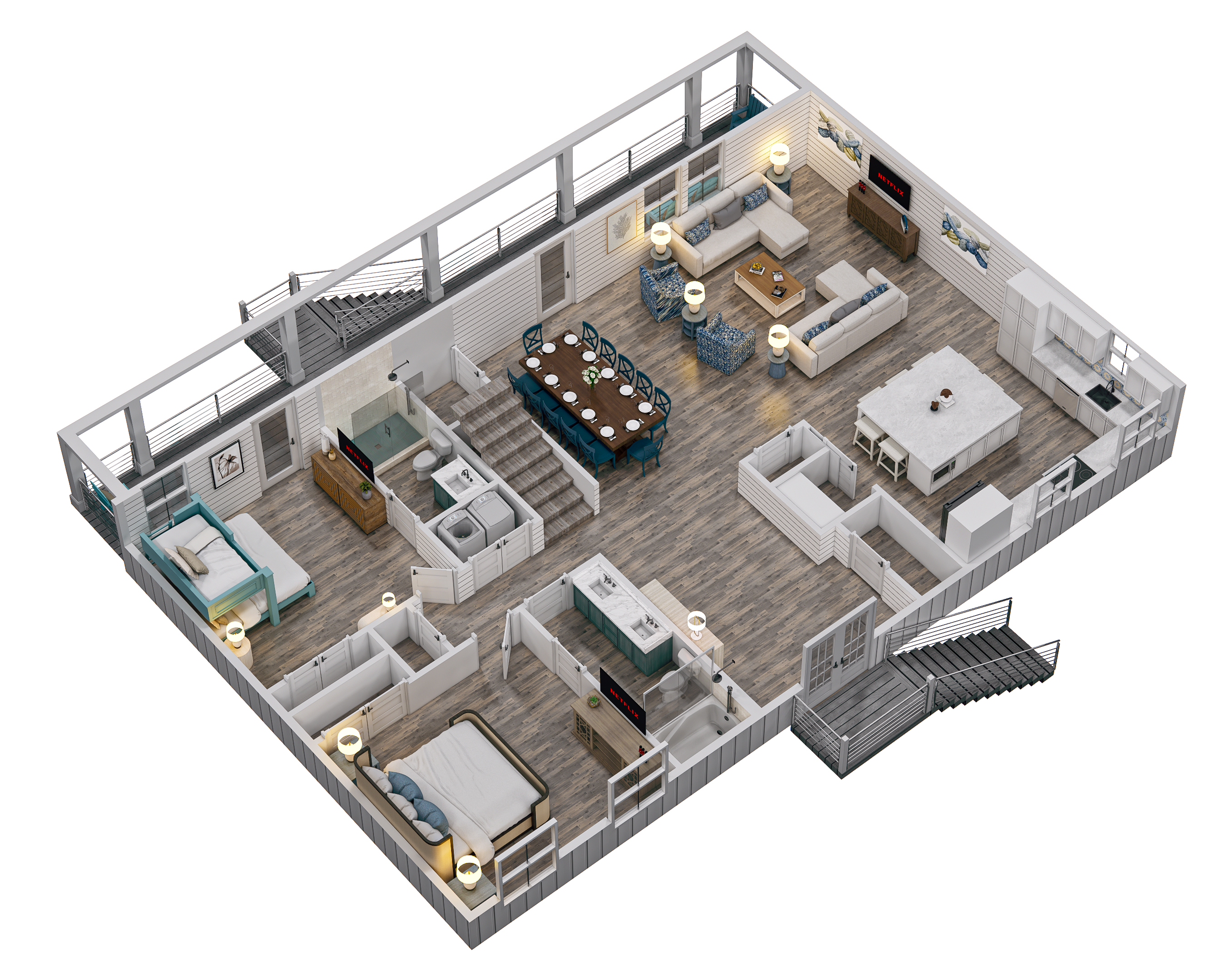 Floor 2: 3D View, Melody architectural layout
