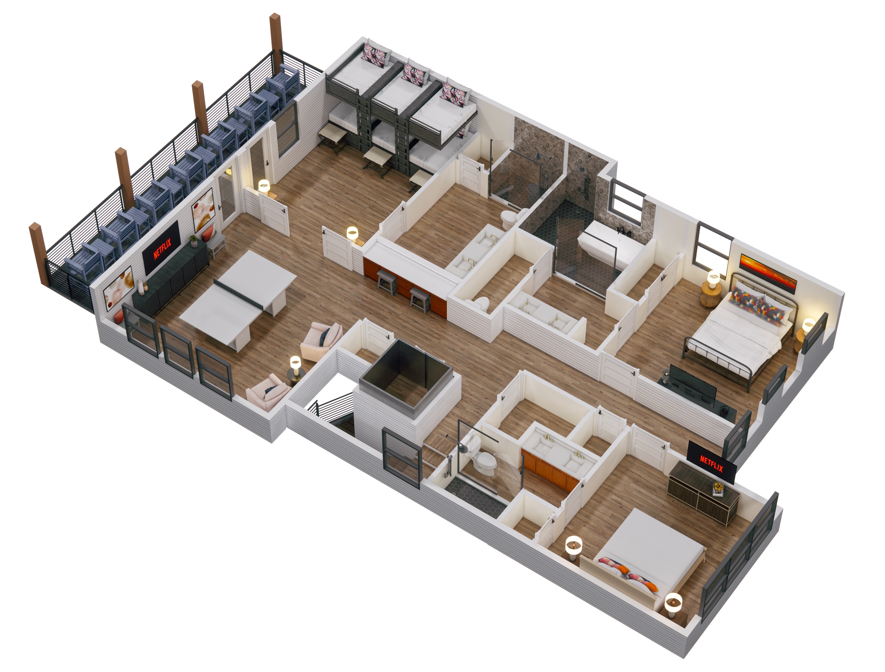 Floor 3: 3D View, Tango architectural layout