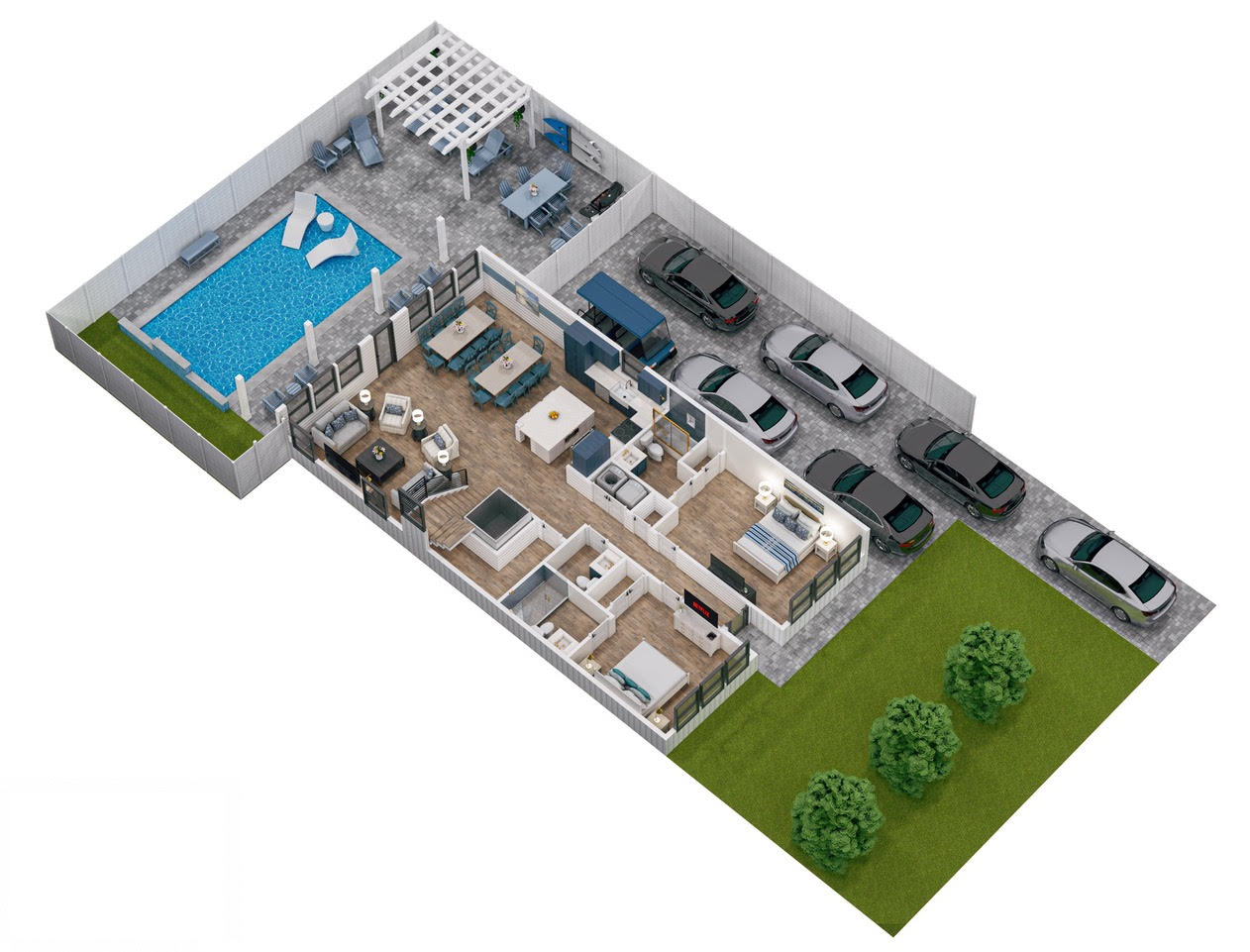 Floor 1: 3D View, Oceana architectural layout