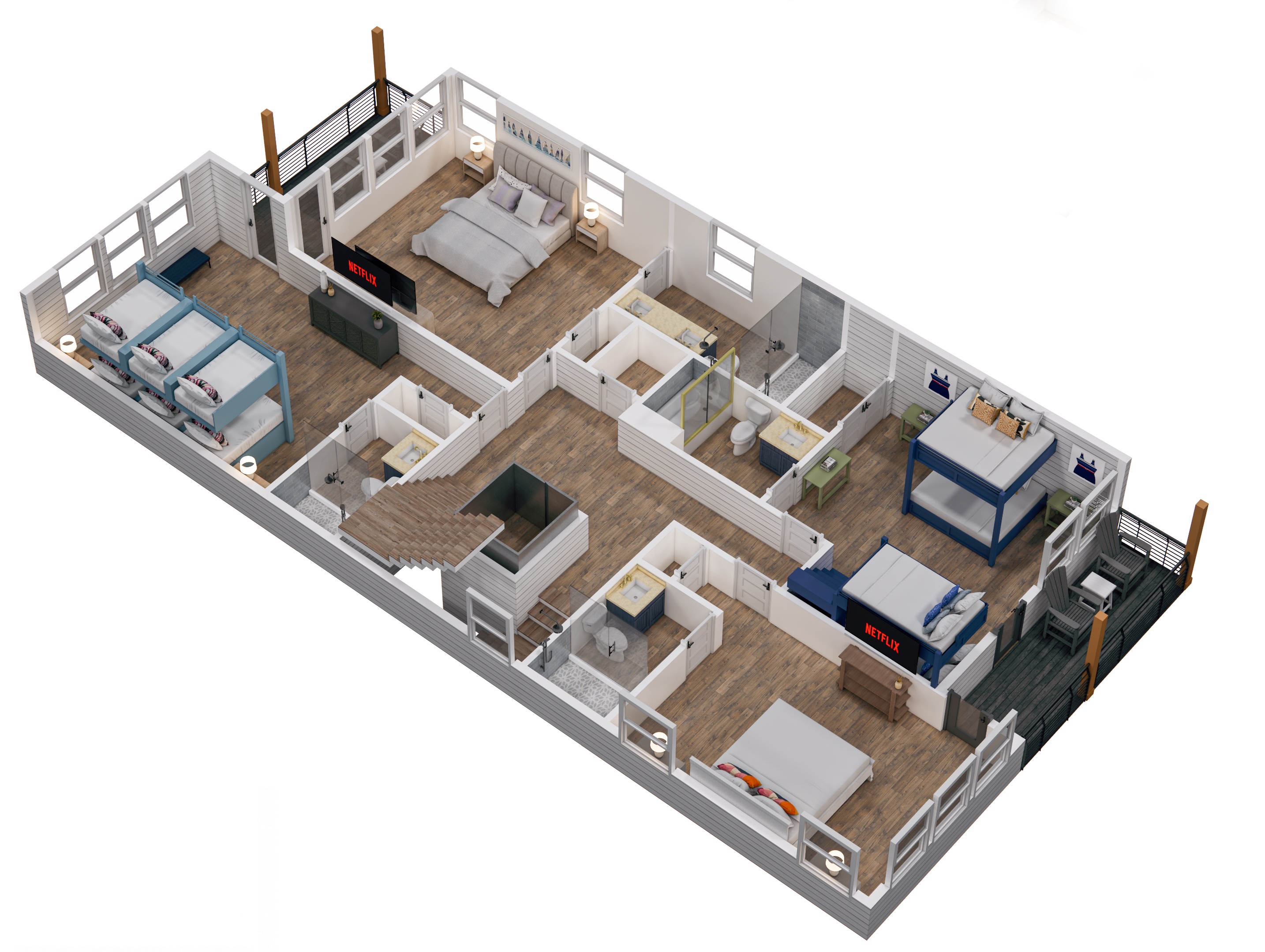 Floor 2: 3D View, Oceana architectural layout