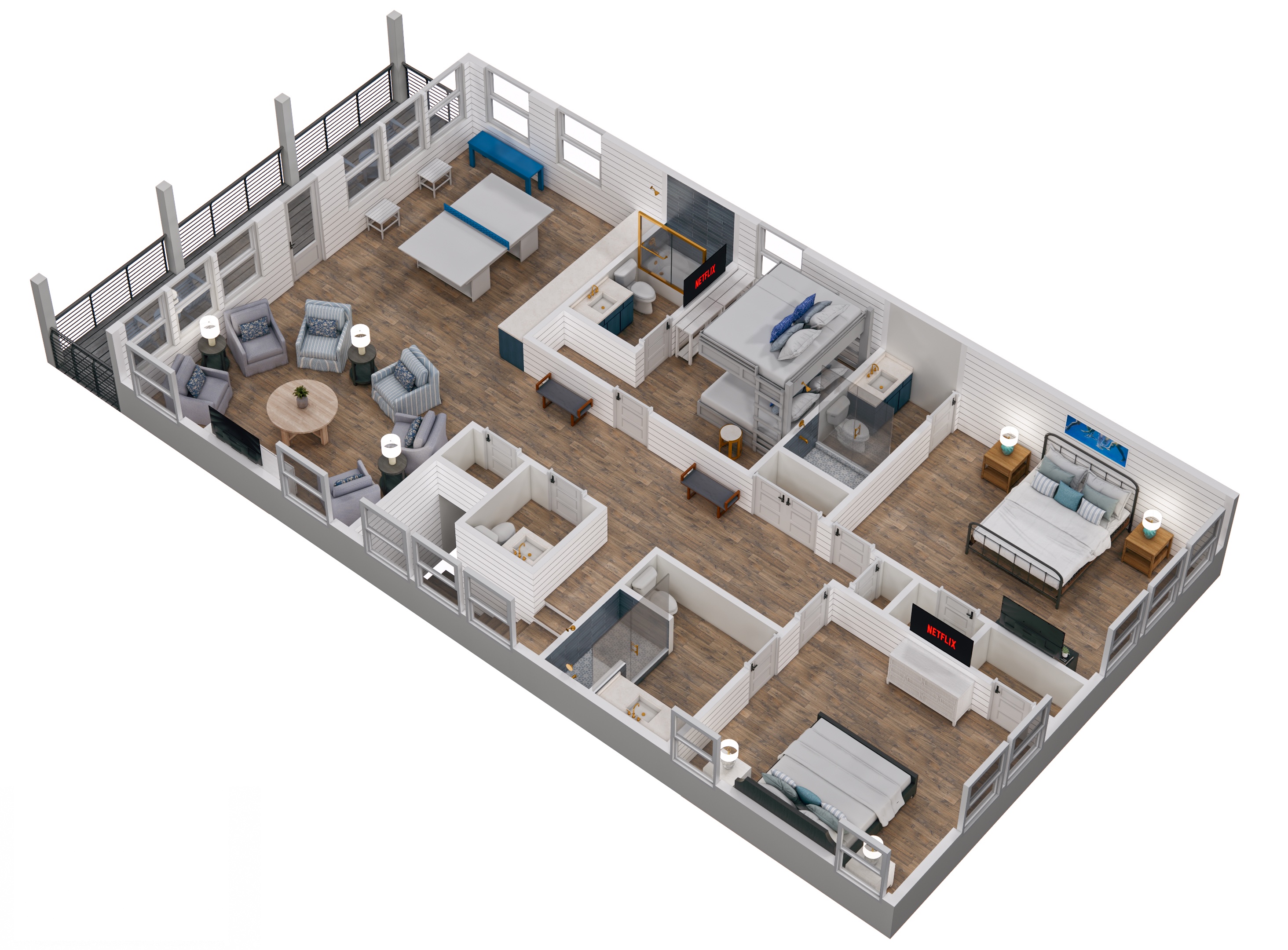 Floor 3: 3D View, Oceana architectural layout