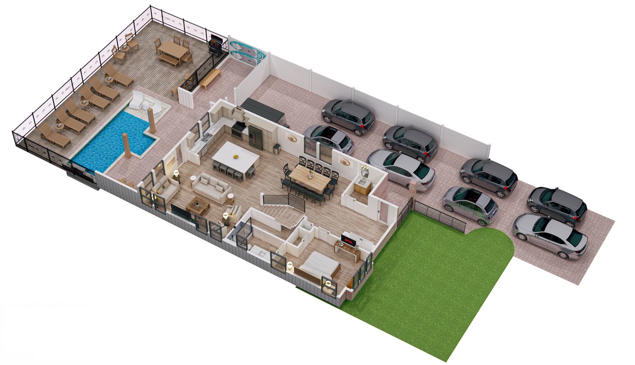 Floor 1: 3D View, Aquarius architectural layout