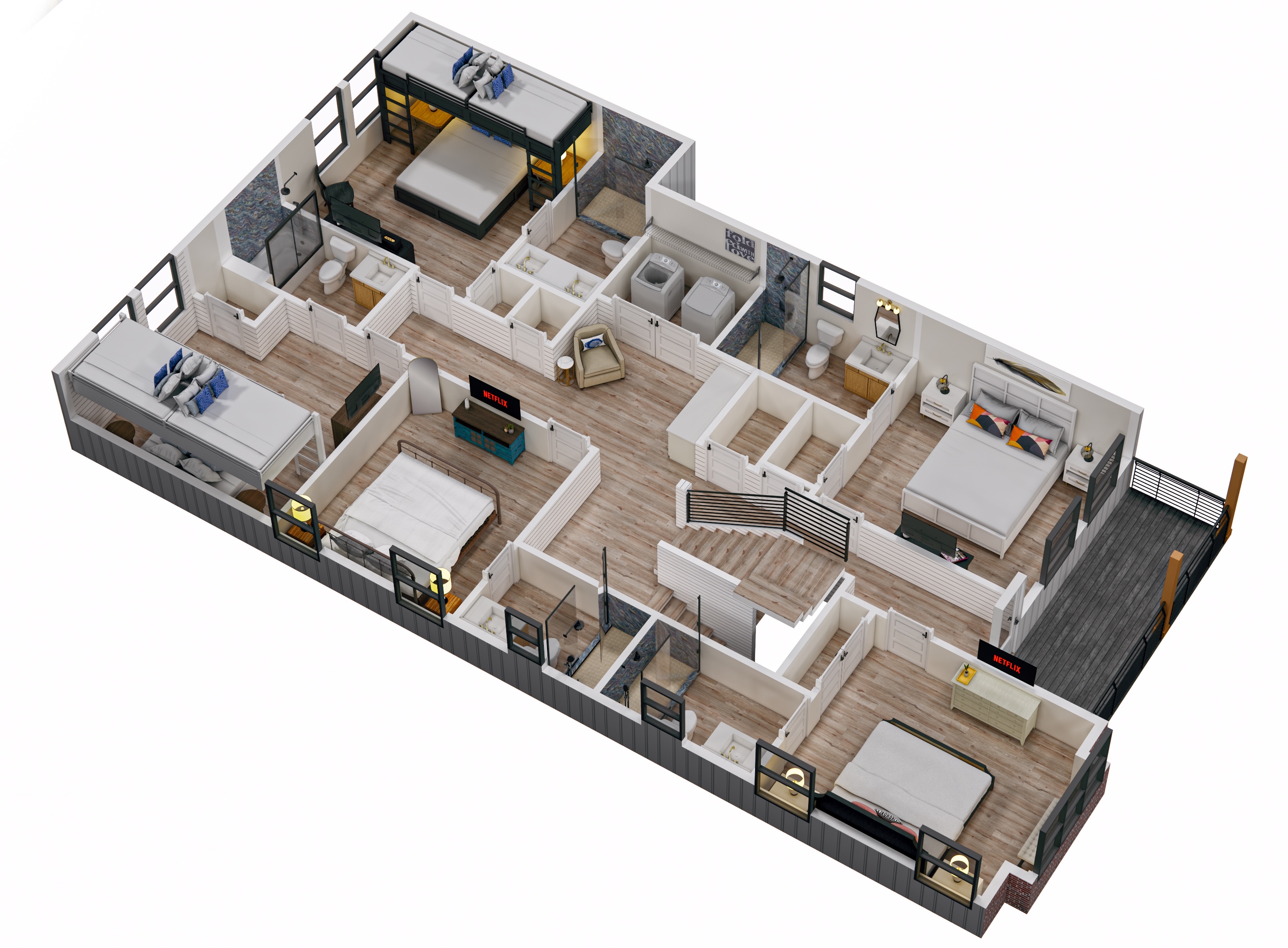 Floor 2: 3D View, Aquarius architectural layout