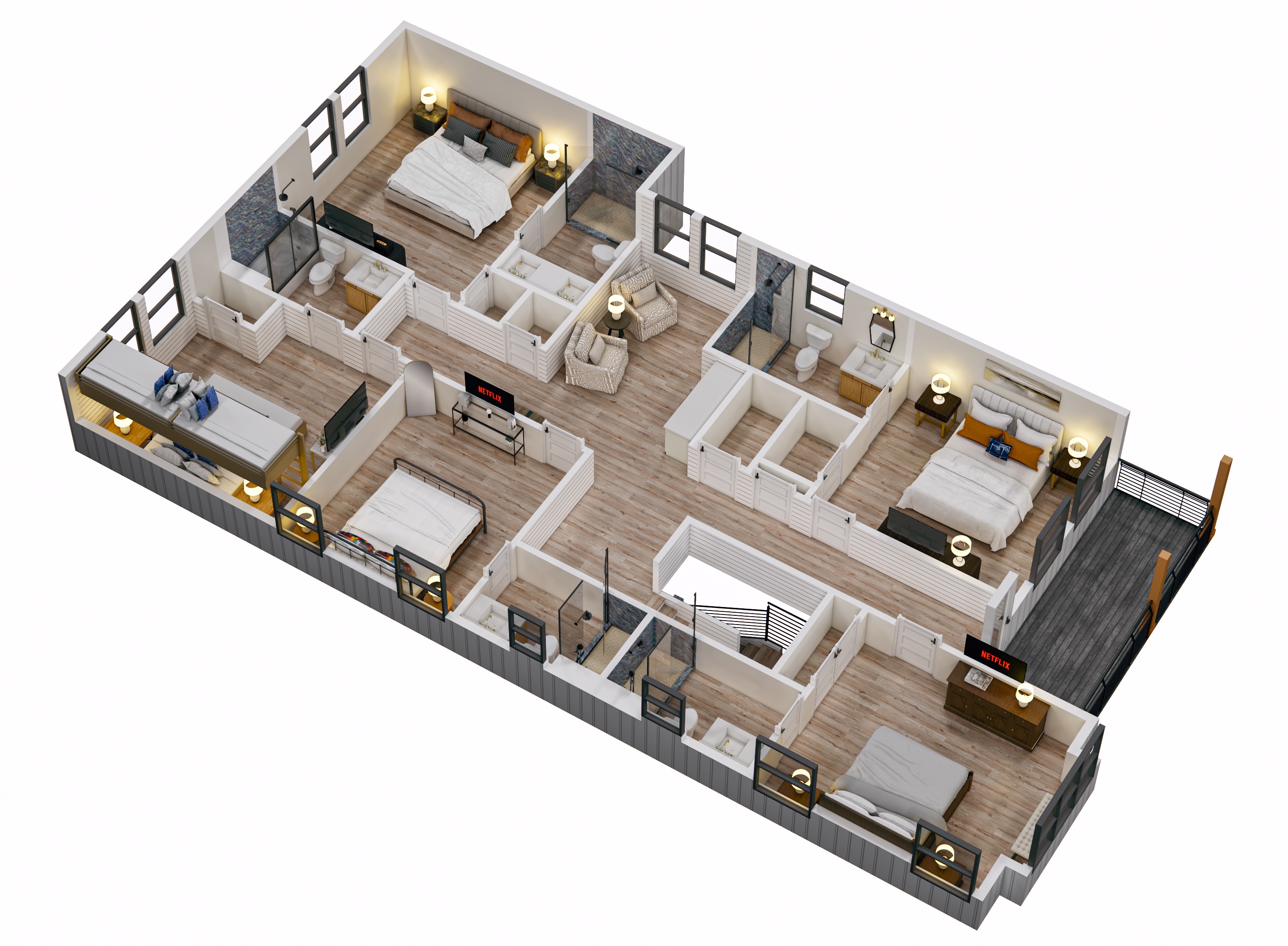 Floor 3: 3D View, Aquarius architectural layout