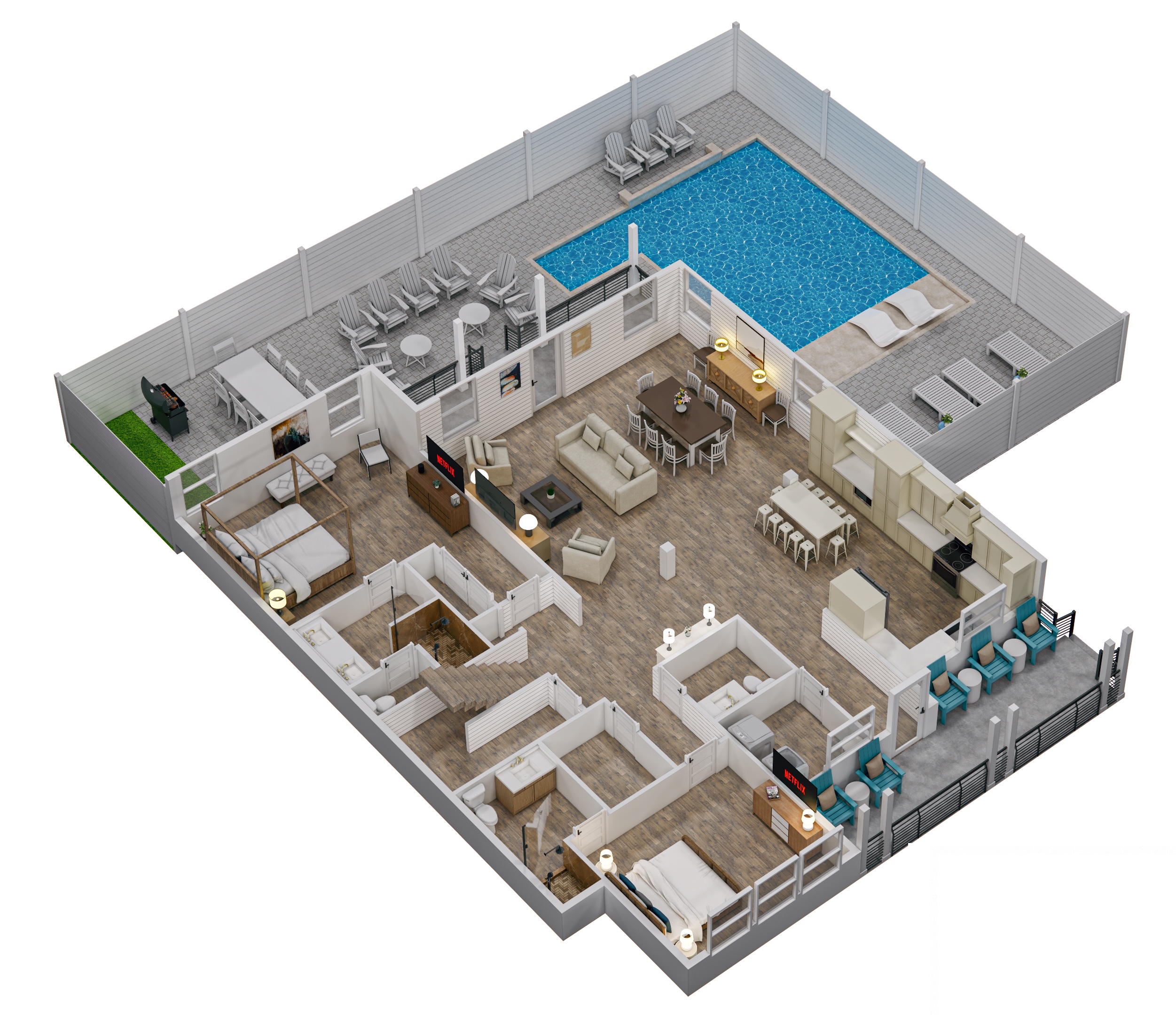 Floor 1: 3D View, Beacon architectural layout