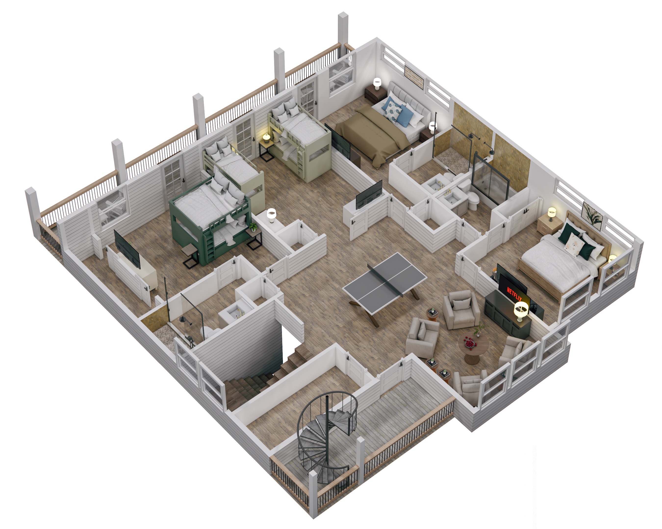 Floor 3: 3D View, Beacon architectural layout
