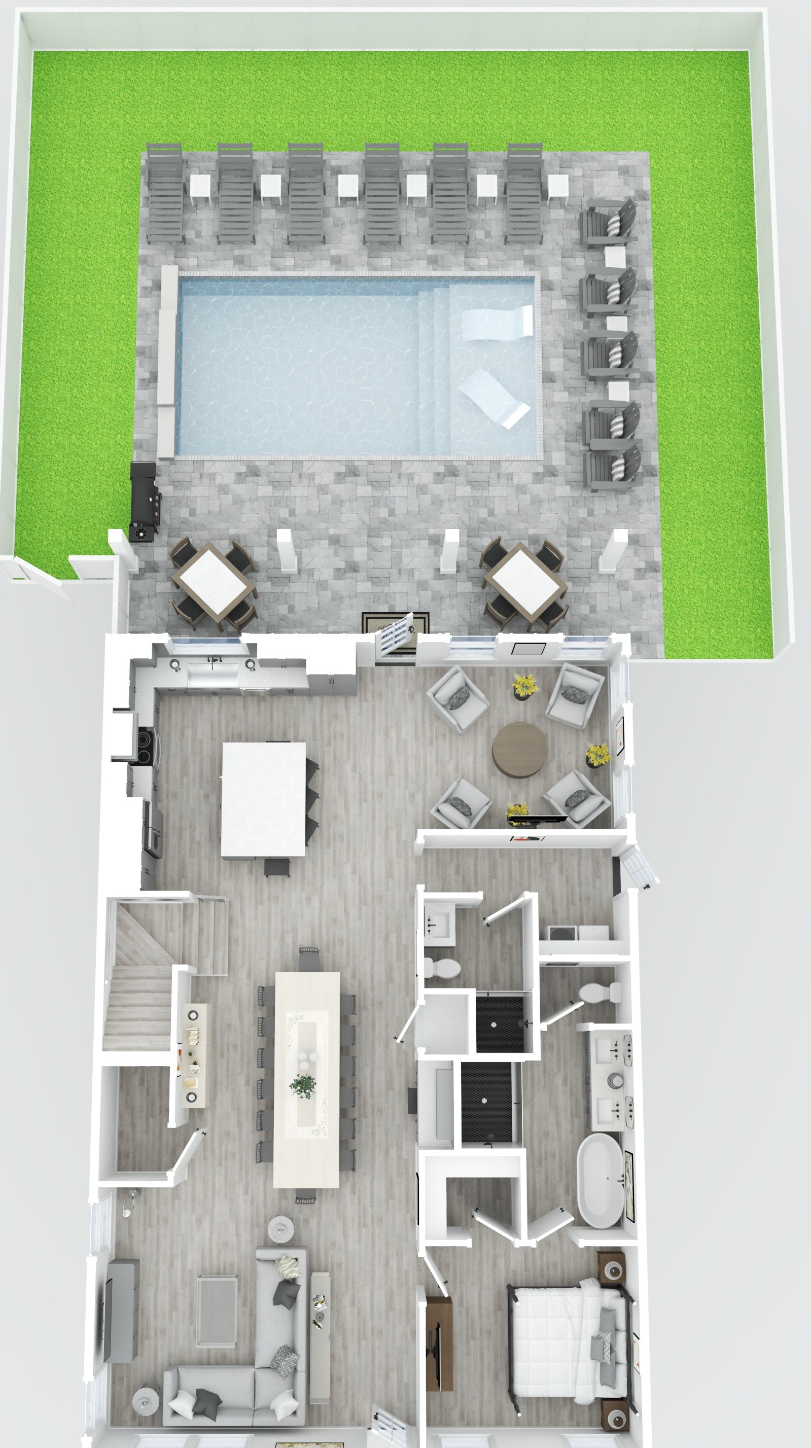 Floor 1: 3D View, Seahorse architectural layout