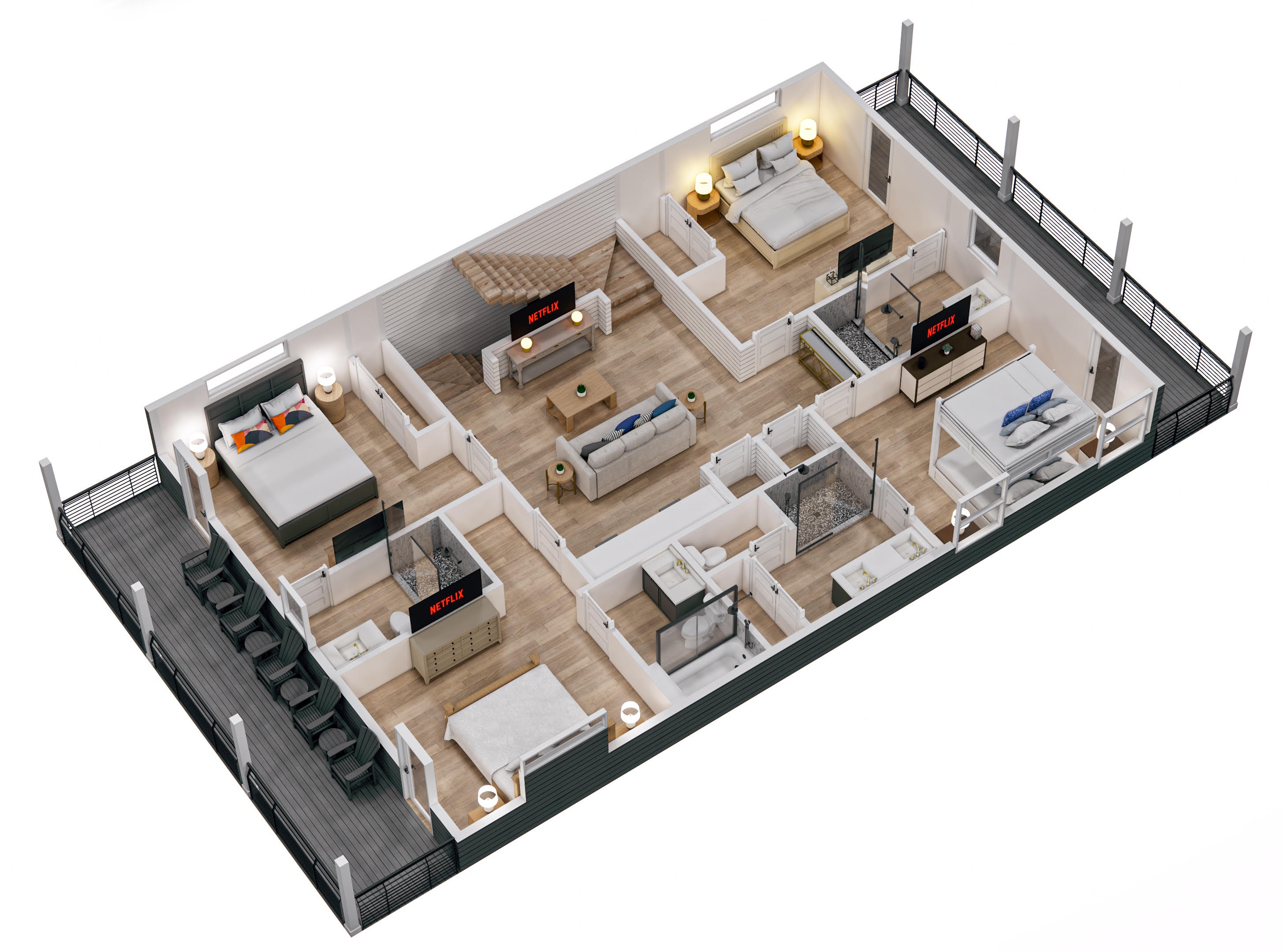 Floor 2: 3D View, Starfish architectural layout