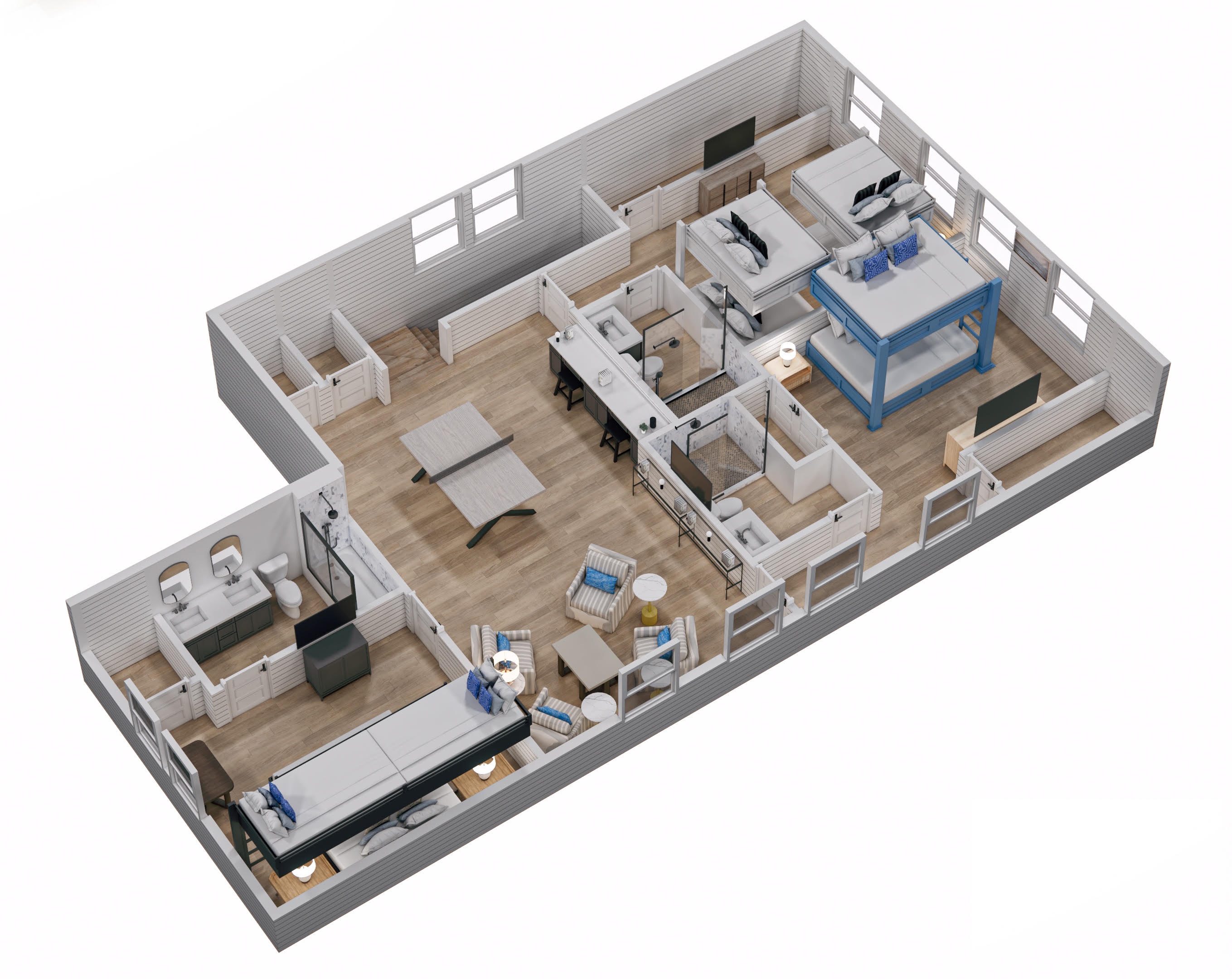 Floor 3: 3D View, Starfish architectural layout