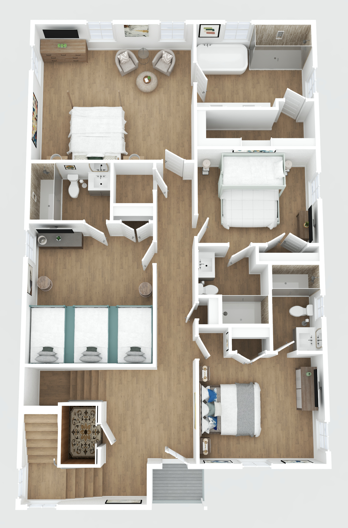 Floor 3: 3D View, Yachtmaster architectural layout